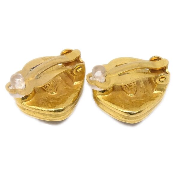 Chanel Rhombus Stone Earrings Clip-On Gold 97A - Picture 3 of 4